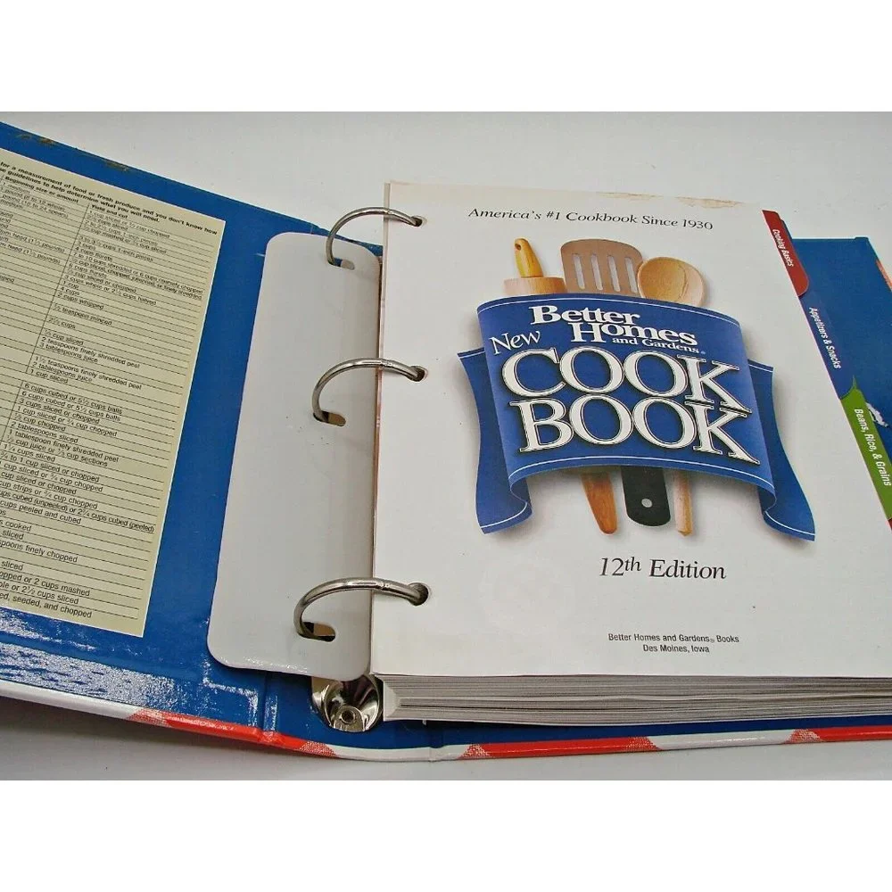 2003 Better Homes and Gardens New Cookbook Binder Tabs 12th ed Plaid Design Vtg
